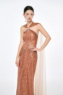 Giselle Halter Mesh Overlay Evening Gown for women, from JOSEPHINE, The Viet Concept 