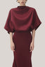 Red Velvet Xuan Di Straight Batwing Sleeved Satin Top for women, from TINH, The Viet Concept 