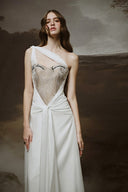 LINH PHUNG • Venusa One-Shoulder Embroidered Lace Corset Maxi Dress