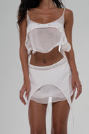 White Kaya Set with Strap Top & Mini Skirt for women, from Huelley Rose, The Viet Concept 
