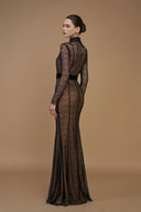 Lace Stand Collar Mermaid Gown With Velvet Bow Belt for women, from IHF ATELIER, The Viet Concept 