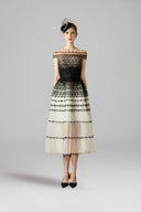 ROSEE de MATIN • Black-White Bow Midi Dress