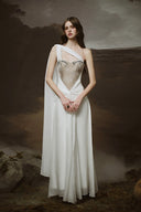 LINH PHUNG • Venusa One-Shoulder Embroidered Lace Corset Maxi Dress