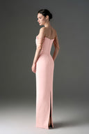 IHF STUDIO • Noir Crimson Crystal Off-Shoulder Silk Taffeta Corset Gown