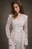 KEIRA TONG • Oriental Bloom Lace Wrap Top