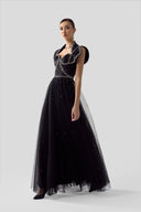 Goddess Crystal Embellished Satin Mesh Evening Gown for women, from DANG PHONG DESIGNER, The Viet Concept