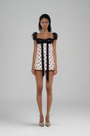 White Aurobi U-neck Mini Dress for women, from Huelley Rose, The Viet Concept 