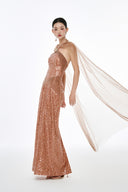Giselle Halter Mesh Overlay Evening Gown for women, from JOSEPHINE, The Viet Concept 