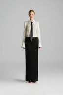 Black Low-Waist Long Skirt With Black Crystal-Embellished Faux Belt for women, from IHF STUDIO, The Viet Concept 