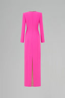 Pink Column Evening Gown with Embroidered Round Neckline Dress for women, from IHF ATELIER, The Viet Concept 