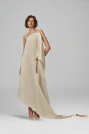 Duvet Ivory Silk-Lined Draped Evening Gown for women, from POEM, The Viet Concept