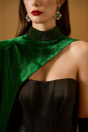 IHF ATELIER • Veloura Silk Velvet Bustier Mermaid Gown With Cape