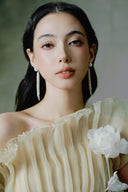 Goldenette Couture Asymmetric Pleated Chiffon A-Line Gown for women, from LINH PHUNG, The Viet Concept