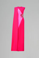 Pink Column Evening Gown With One-Shoulder Cape for women, from IHF ATELIER, The Viet Concept