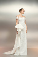 Fawaniya Embellished Sequin Lace Off-Shoulder Draped Evening Gown for women, from 21SIX, The Viet Concept