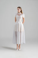 ROSEE de MATIN • SleeveShort Embroidery White Maxi Dress