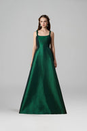 A-Line Dark Green Silk Taffeta Gown With Hand-Braided Crystal Strap for women, from IHF ATELIER, The Viet Concept