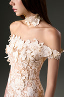 Ivory Jardin Pearl Embellished Column Bustier Dress for women, from IHF STUDIO, The Viet Concept 