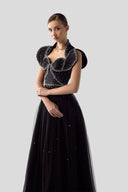 Goddess Crystal Embellished Satin Mesh Evening Gown for women, from DANG PHONG DESIGNER, The Viet Concept