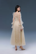 Sorelia Beige Glitter Tulle Evening Gown for women, from JOSEPHINE, The Viet Concept