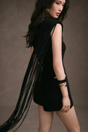 KEIRA TONG • Fringe Draped High-Neck Corset Top