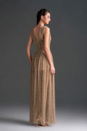 IHF STUDIO • Vine Guipure Lace V-Neck Crystal Bow Midi Dress