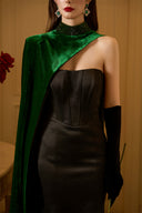 IHF ATELIER • Veloura Silk Velvet Bustier Mermaid Gown With Cape