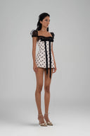 White Aurobi U-neck Mini Dress for women, from Huelley Rose, The Viet Concept 