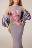 21SIX • Elvira Royal Silk Floral Crystal-Embellished Cape Gown