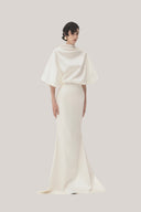 White Xuan Di Straight Batwing Sleeved Satin Top for women, from TINH, The Viet Concept 