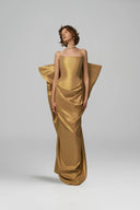 Palais Gold Taffeta Lace-Up Evening Gown for women, from POEM, The Viet Concept