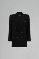 IHF STUDIO • Midnight Noir Crystal-Embellished Oversized Silk-Lined Blazer
