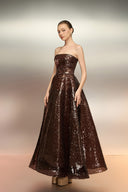 Bunafsa Embellished Sequin Strapless Gown for women, from 21SIX, The Viet Concept