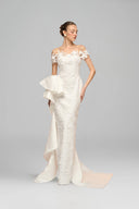 Fawaniya Embellished Sequin Lace Off-Shoulder Draped Evening Gown for women, from 21SIX, The Viet Concept