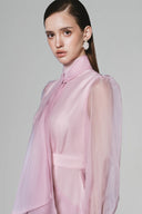 Lavel Layered Tie Neck Organza Midi Dress for women, from White Plan, The Viet Concept