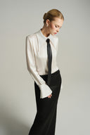 Black Low-Waist Long Skirt With Black Crystal-Embellished Faux Belt for women, from IHF STUDIO, The Viet Concept 