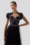 Goddess Crystal Embellished Satin Mesh Evening Gown for women, from DANG PHONG DESIGNER, The Viet Concept