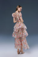 Melarose Beige Chiffon Floral Evening Dress for women, from JOSEPHINE, The Viet Concept