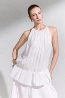 Moneta Asymmetric Pleated Bamboo Midi Skirt for women, from ARTI, The Viet Concept