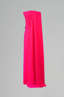 Pink Column Evening Gown With One-Shoulder Cape for women, from IHF ATELIER, The Viet Concept
