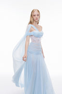 JOSÉPHINE • Angelie Ethereal Chiffon & Tulle Floor-Length Gown