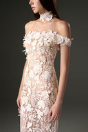 Ivory Jardin Pearl Embellished Column Bustier Dress for women, from IHF STUDIO, The Viet Concept 
