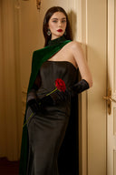 IHF ATELIER • Veloura Silk Velvet Bustier Mermaid Gown With Cape