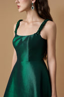 A-Line Dark Green Silk Taffeta Gown With Hand-Braided Crystal Strap for women, from IHF ATELIER, The Viet Concept