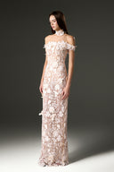 Ivory Jardin Pearl Embellished Column Bustier Dress for women, from IHF STUDIO, The Viet Concept 
