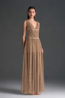 IHF STUDIO • Vine Guipure Lace V-Neck Crystal Bow Midi Dress