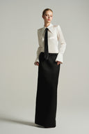 Black Low-Waist Long Skirt With Black Crystal-Embellished Faux Belt for women, from IHF STUDIO, The Viet Concept 