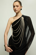 Bristol Dress Asymmetric Glitter Jersey Gown for women, from JENNY K TRAN, The Viet Concept 