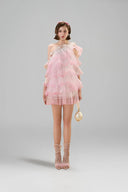 Tiered Blush Pink Cocktail Mini Dress for women, from MADDY HATES ROSE, The Viet Concept