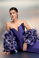 Noora Royale Embellished Taffeta Gown With Feather Cape for women, from 21SIX, The Viet Concept
